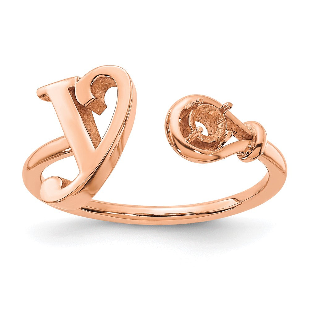 14K Rose Gold Letter S with Birthstone Ring