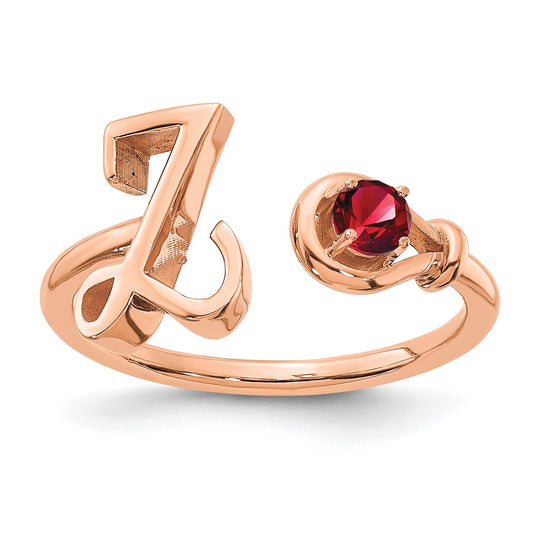 14K Rose Gold Letter Y with Birthstone Ring