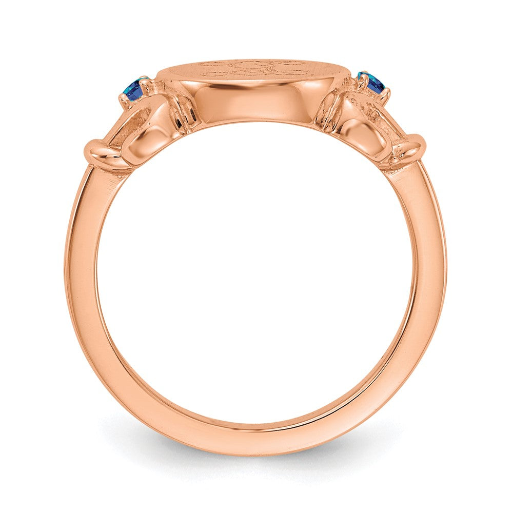 14K Rose Gold Fancy Initial with Crystal Birthstones Rings