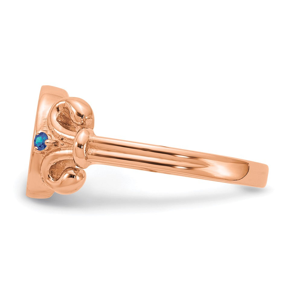 14K Rose Gold Fancy Initial with Crystal Birthstones Rings