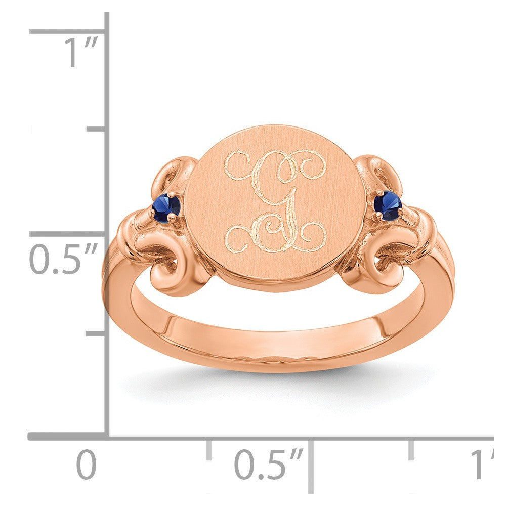 14K Rose Gold Fancy Initial with Crystal Birthstones Rings