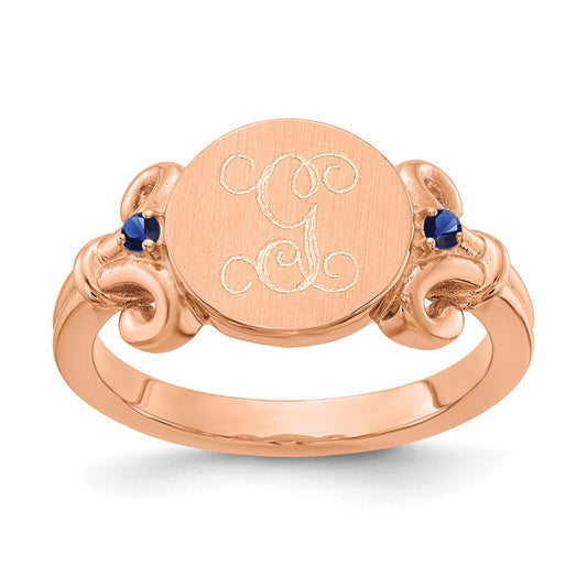 14K Rose Gold Fancy Initial with Crystal Birthstones Rings