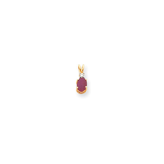 14K Yellow Gold Ruby Real Diamond pendant