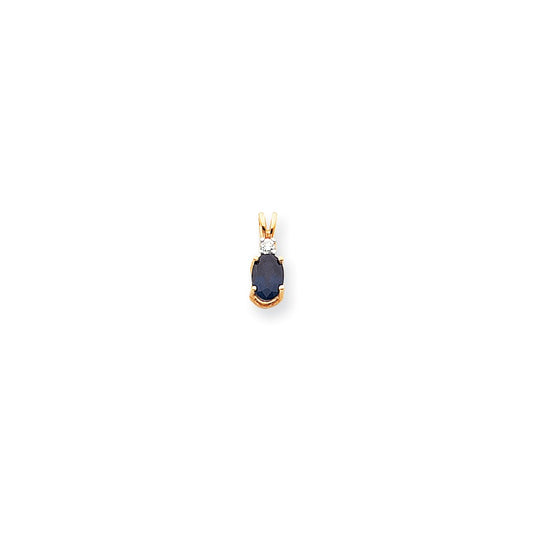 14K Yellow Gold Sapphire Real Diamond pendant