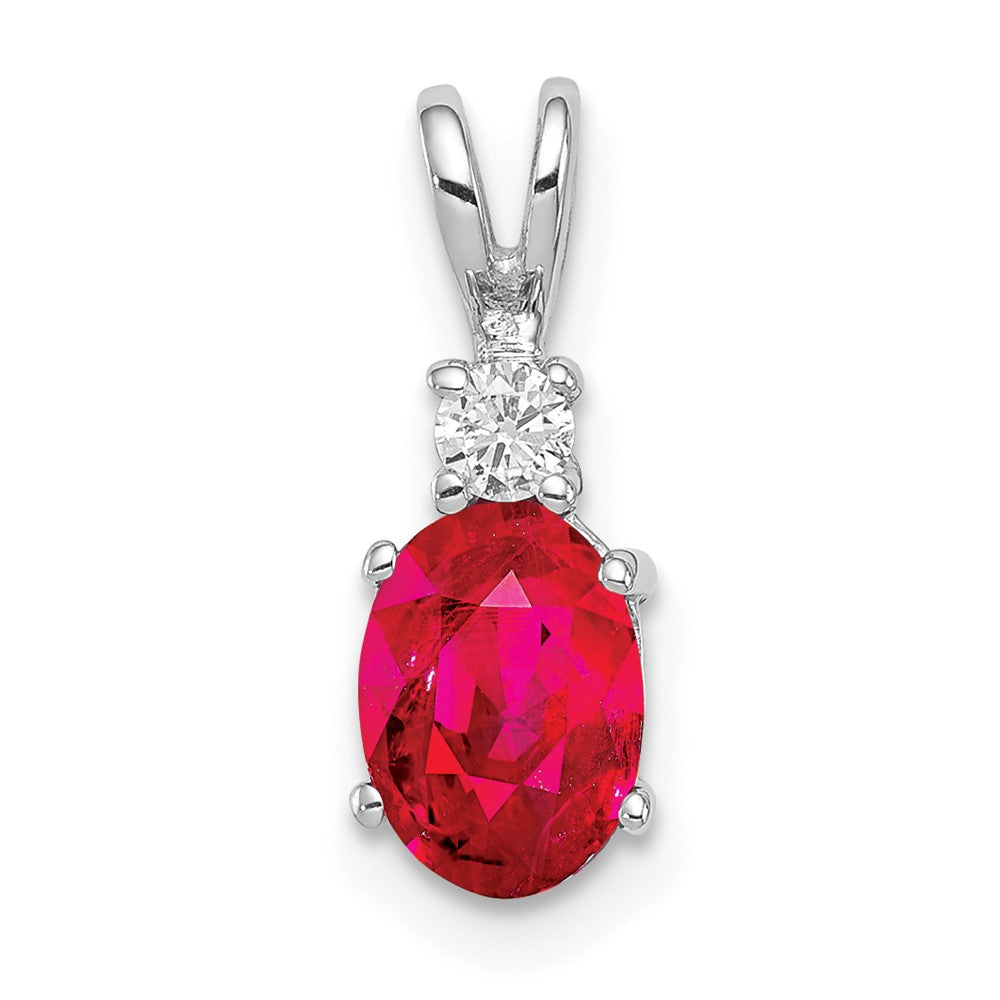 14k White Gold Ruby Diamond Pendant