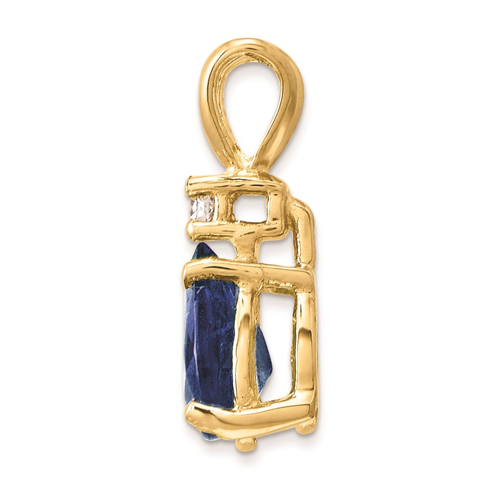 14K Yellow Gold Sapphire Real Diamond pendant