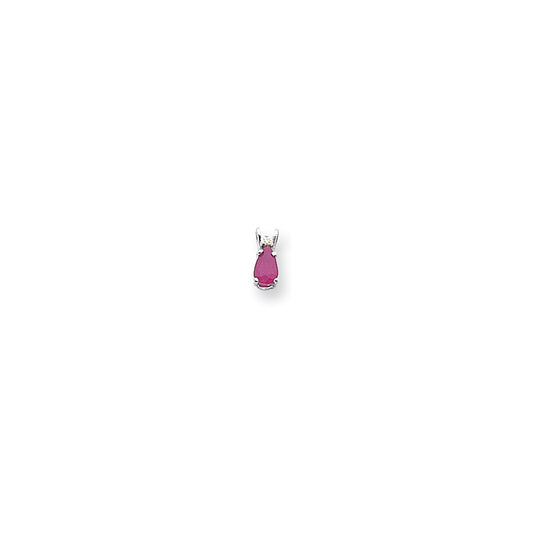 14k White Gold Ruby Real Diamond pendant