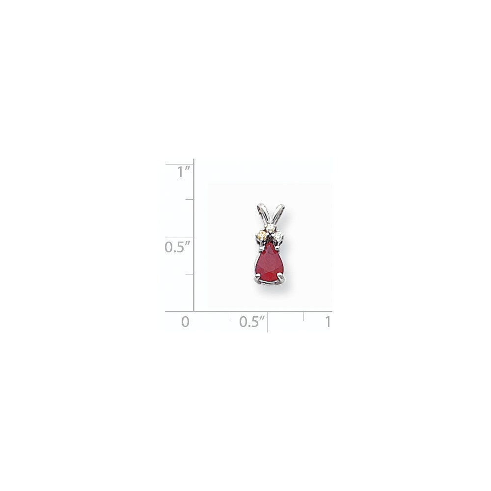 14k White Gold Ruby Real Diamond pendant