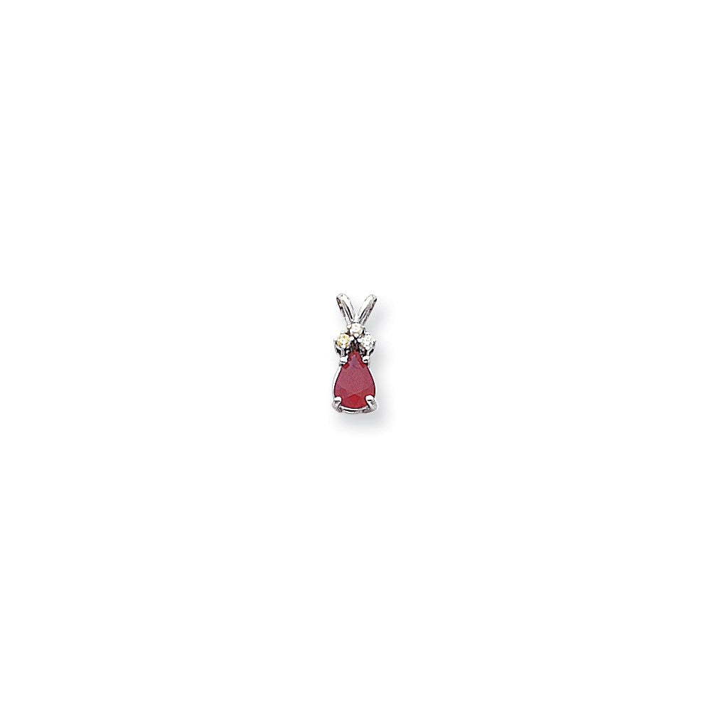 14k White Gold Ruby Real Diamond pendant