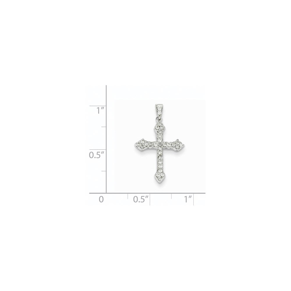 14k White Gold Real Diamond Cross Pendant