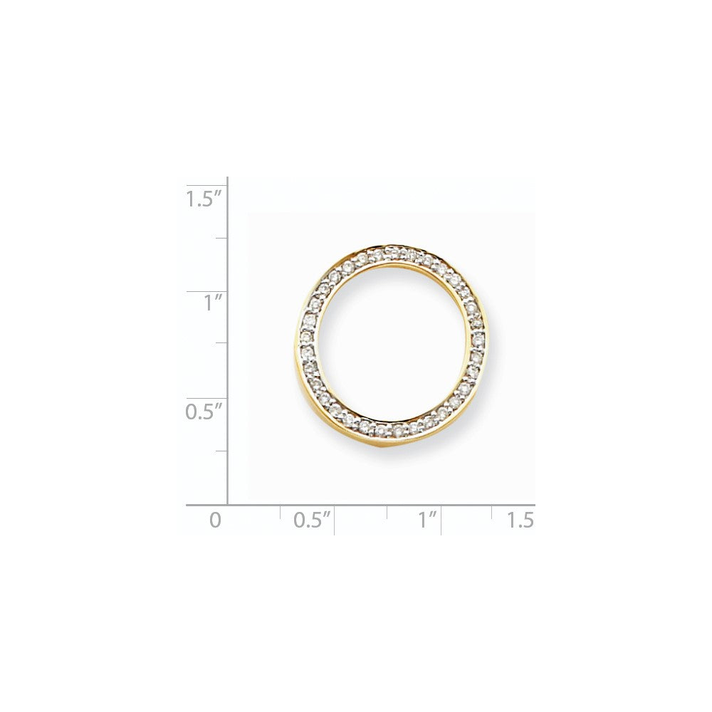 14K Yellow Gold VS Real Diamond Circle Pendant