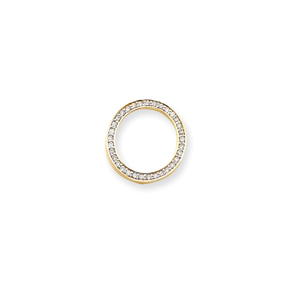 14K Yellow Gold VS Real Diamond Circle Pendant