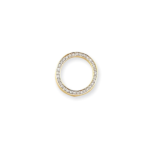 14K Yellow Gold VS Real Diamond Circle Pendant