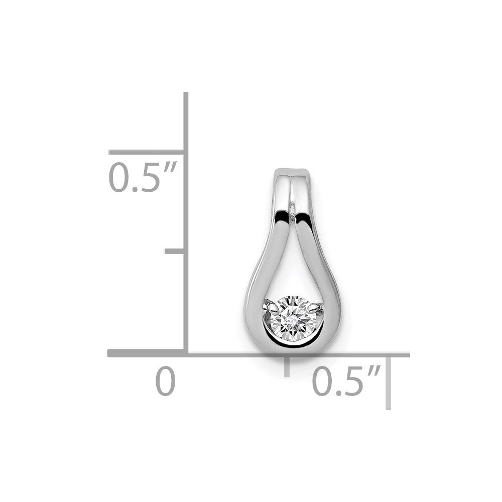 14k White Gold 2.8mm AA Diamond Teardrop Shape Slide Pendant