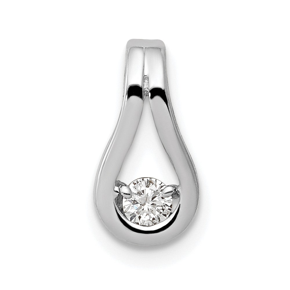 14k White Gold 2.8mm AA Diamond Teardrop Shape Slide Pendant