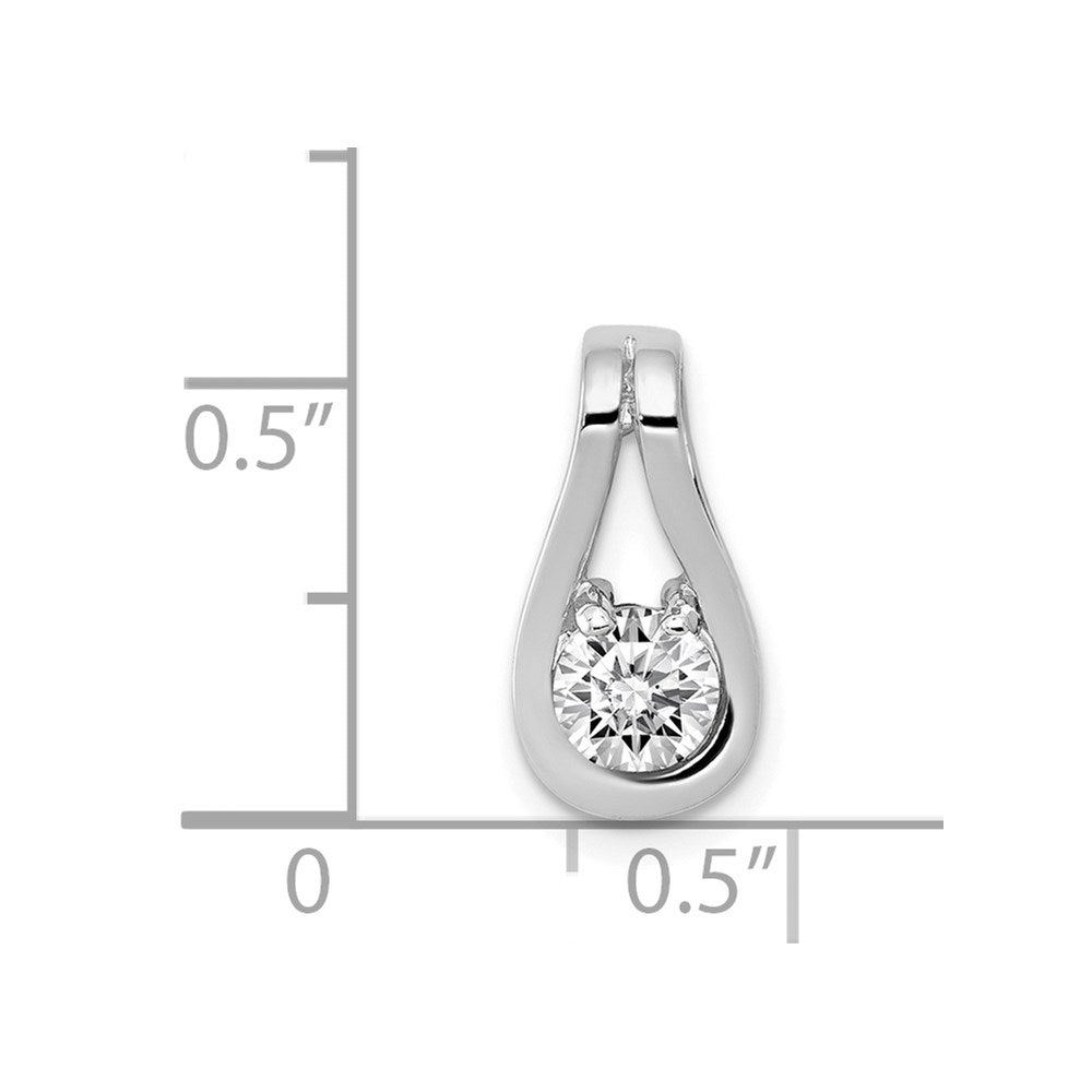 14k White Gold 4.7mm AAA Diamond Teardrop Shape Slide Pendant