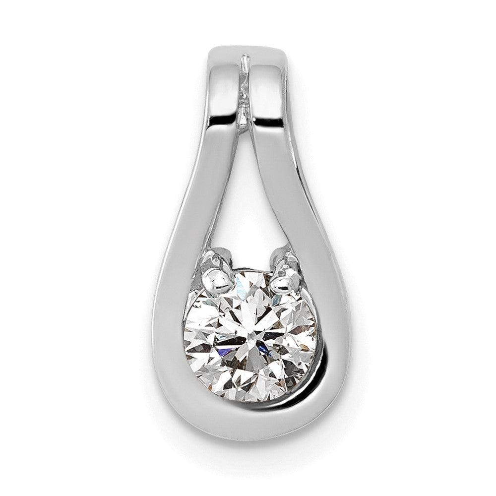 14k White Gold 4.7mm AAA Diamond Teardrop Shape Slide Pendant