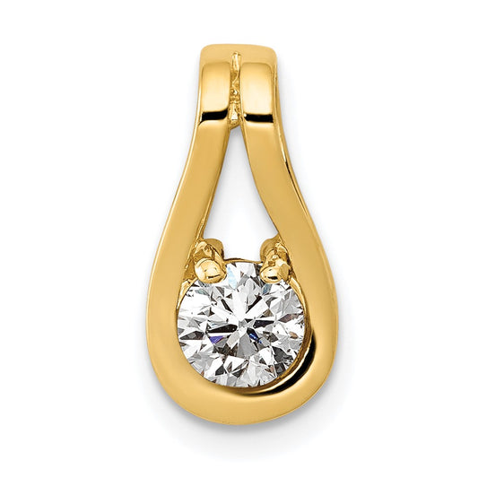 14K Yellow Gold 4.7mm AA Real Diamond Teardrop Shape Slide Pendant