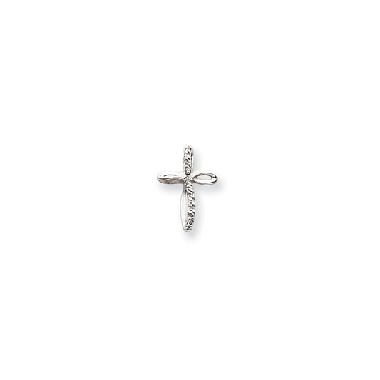 14k White Gold AA Diamond Cross Pendant