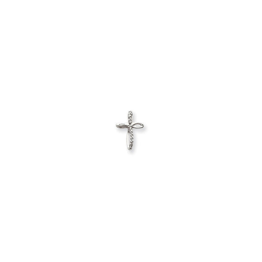 14k White Gold AAA Diamond cross pendant