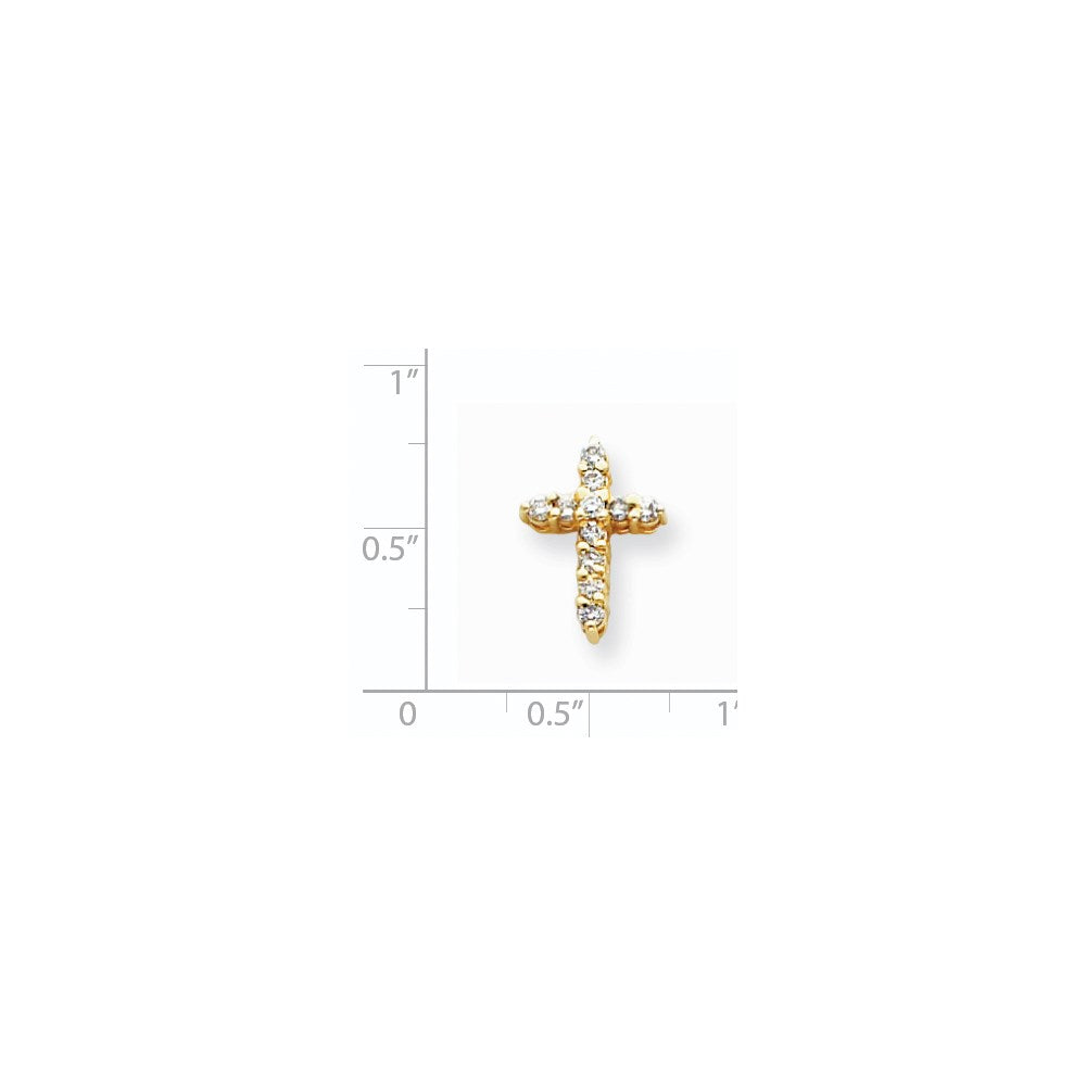 14K Yellow Gold AA Real Diamond Cross Pendant