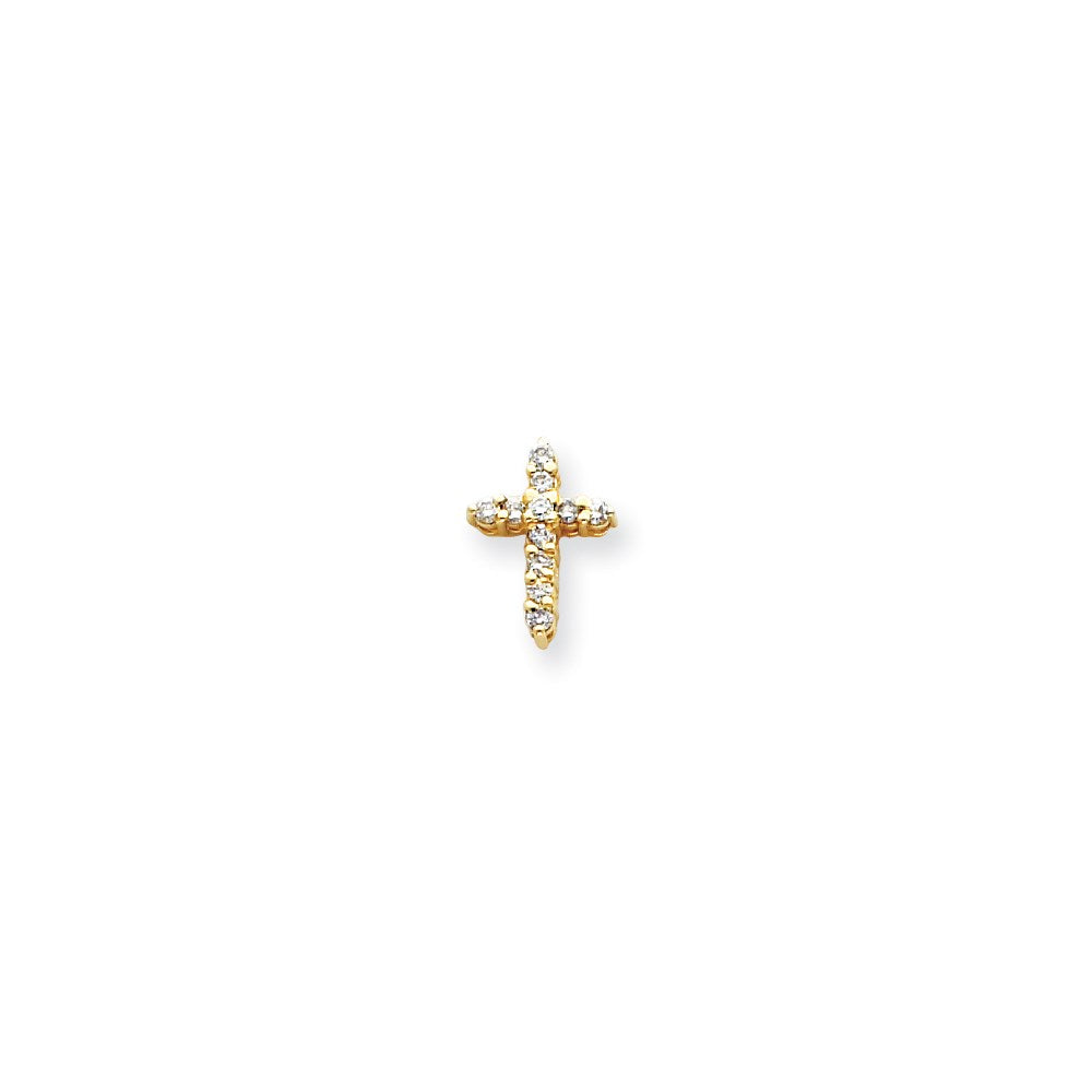 14K Yellow Gold AA Real Diamond Cross Pendant