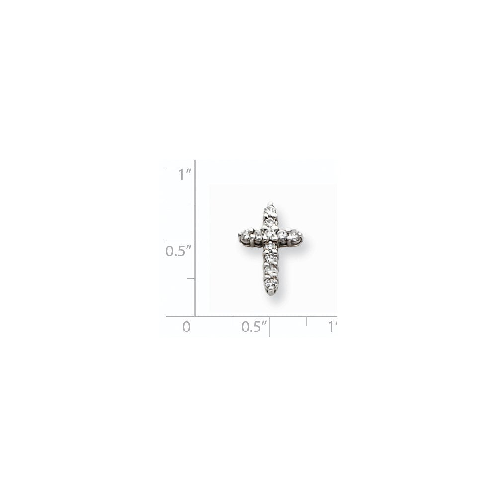 14k White Gold AA Diamond Cross Pendant