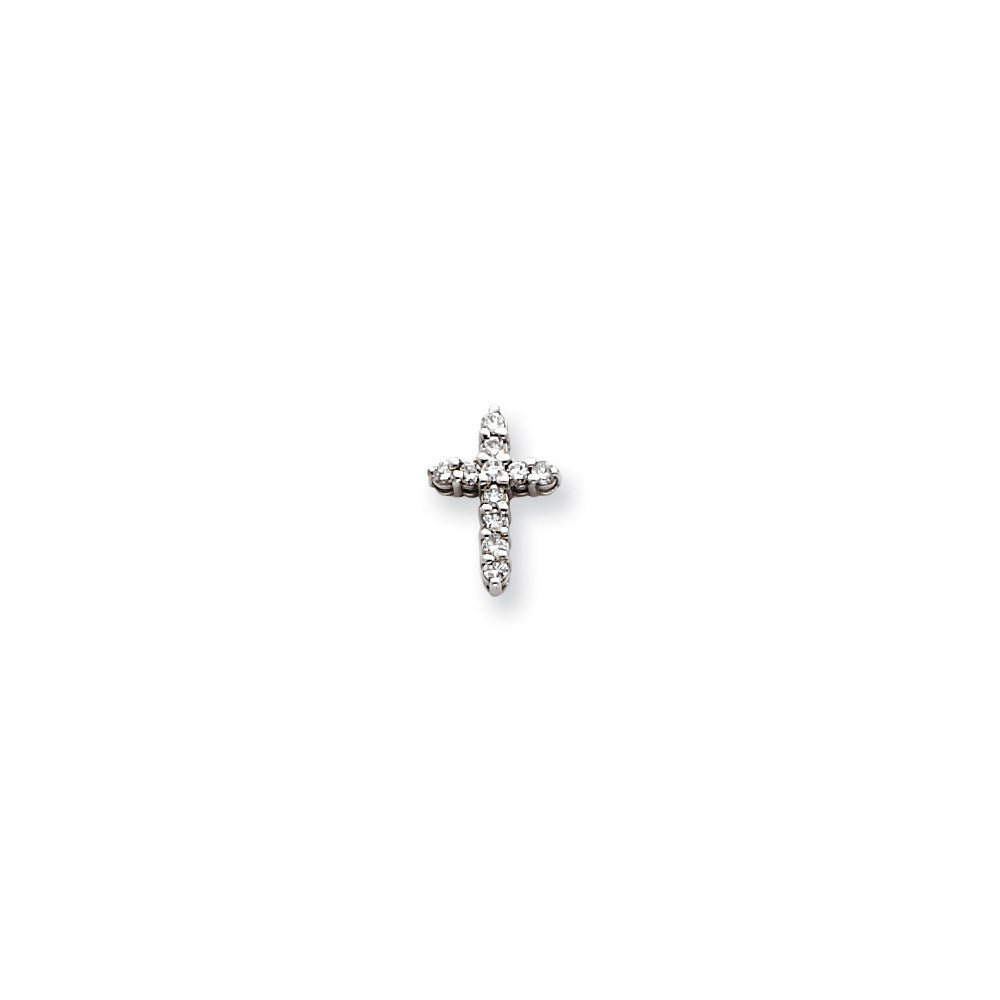 14k White Gold AA Diamond Cross Pendant