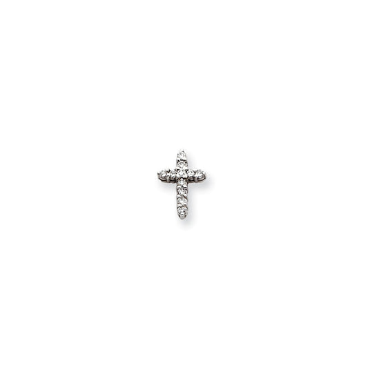 14k White Gold AA Diamond Cross Pendant