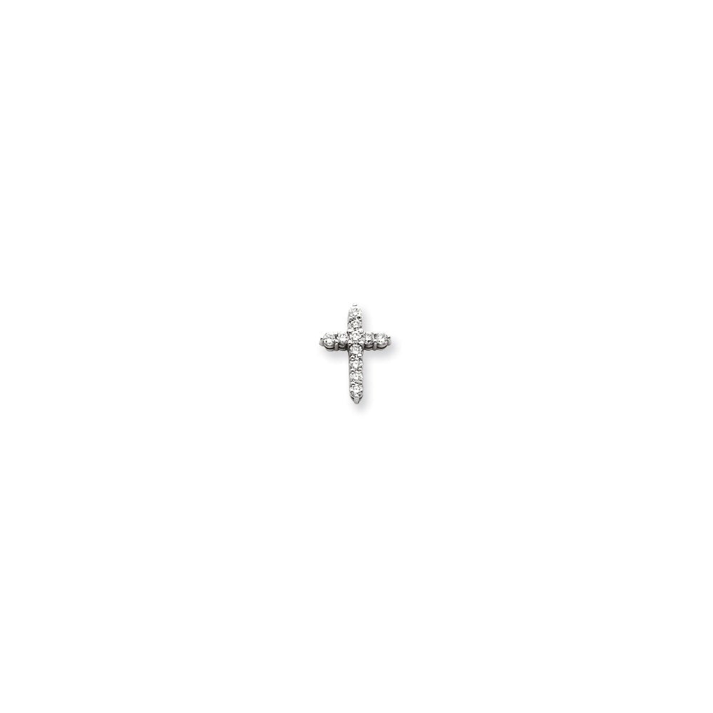 14k White Gold AAA Diamond cross pendant