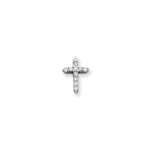 14k White Gold AA Diamond Cross Pendant