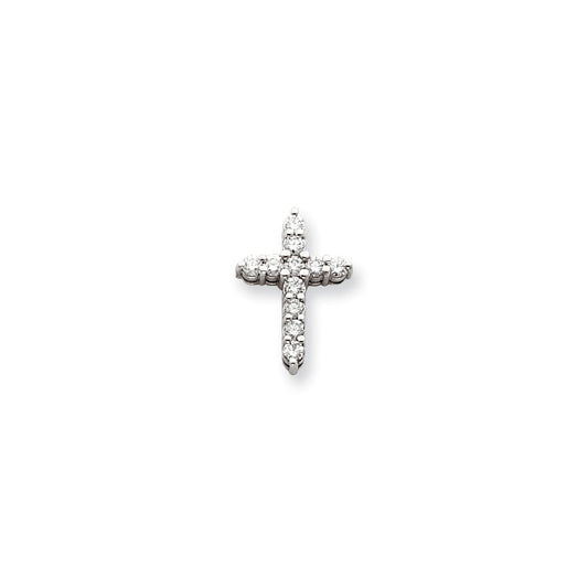 14k White Gold AA Diamond Cross Pendant