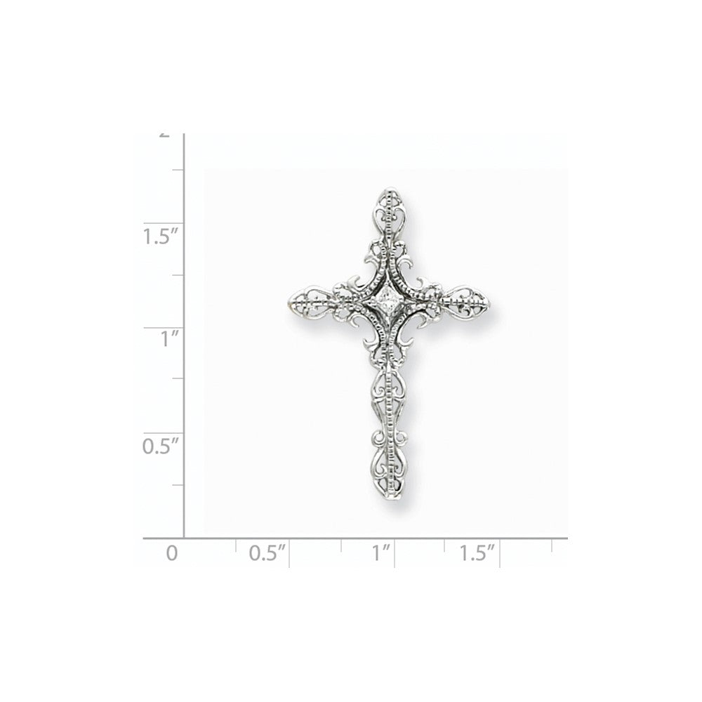 14k White Gold AAA Real Diamond cross pendant