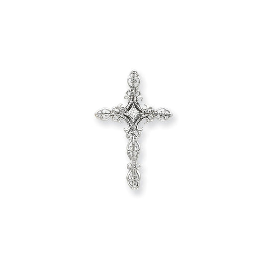 14k White Gold AA Real Diamond Cross Pendant