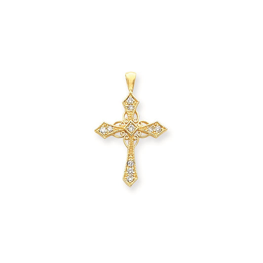 14k AAA Diamond cross pendant