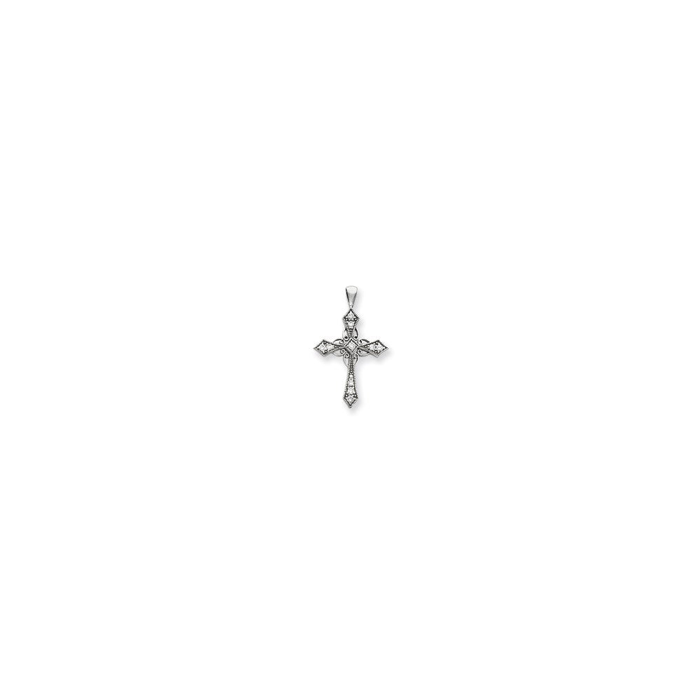 14k White Gold AAA Diamond cross pendant