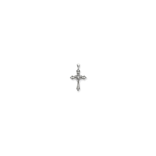 14k White Gold AAA Diamond cross pendant