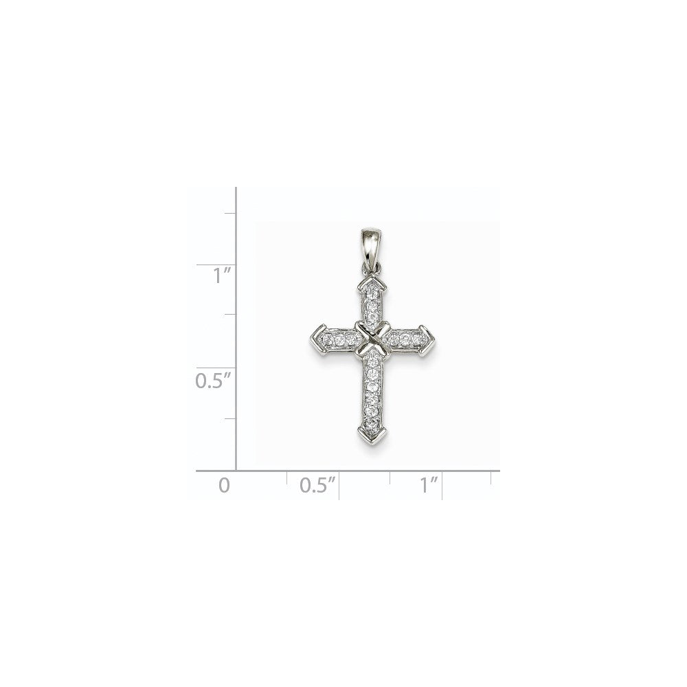 14k White Gold Passion Real Diamond Cross Pendant