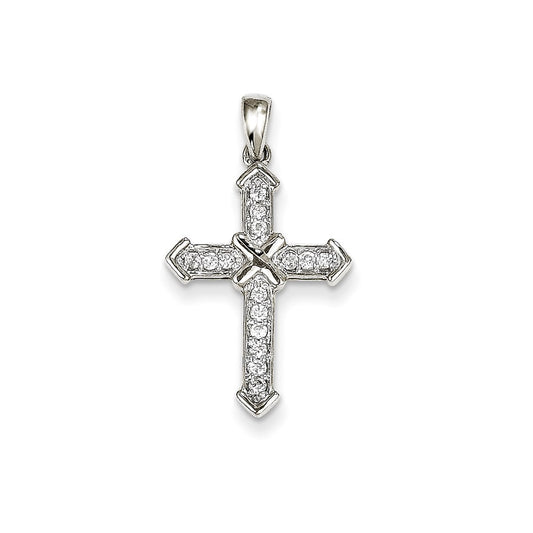 14k White Gold Passion Real Diamond Cross Pendant