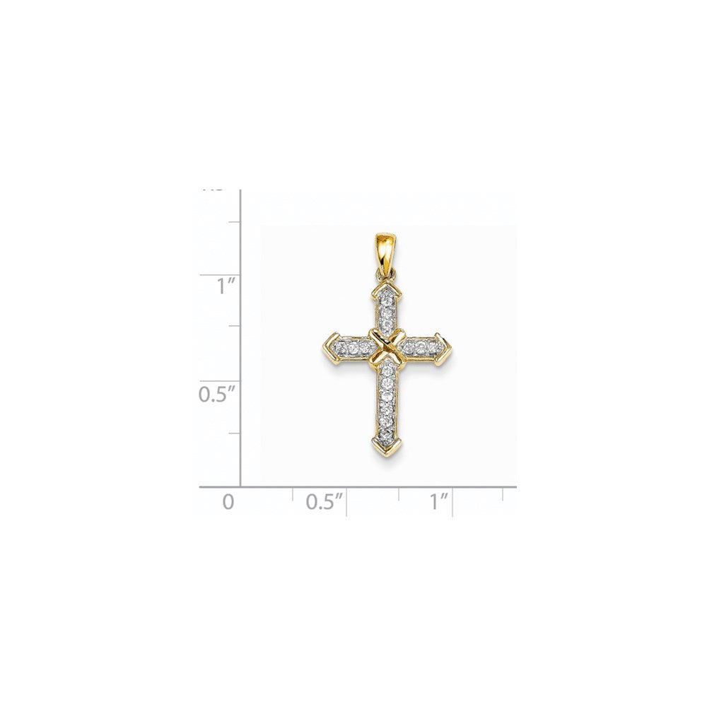 14K Yellow Gold Passion Real Diamond Cross Pendant