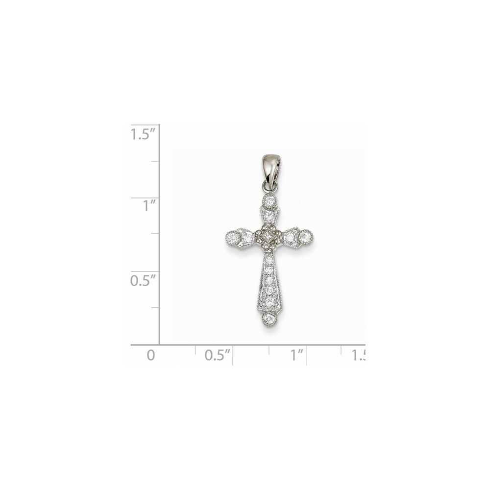 14k White Gold Real Diamond Cross Pendant