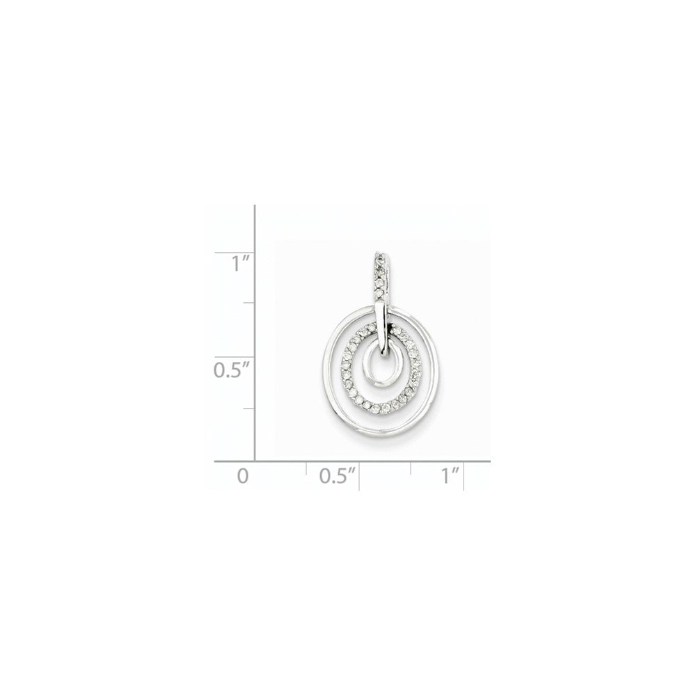 14k White Gold Triple Circle Real Diamond Pendant