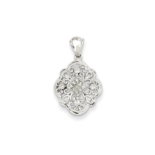 14k White Gold Diamond Vintage Pendant