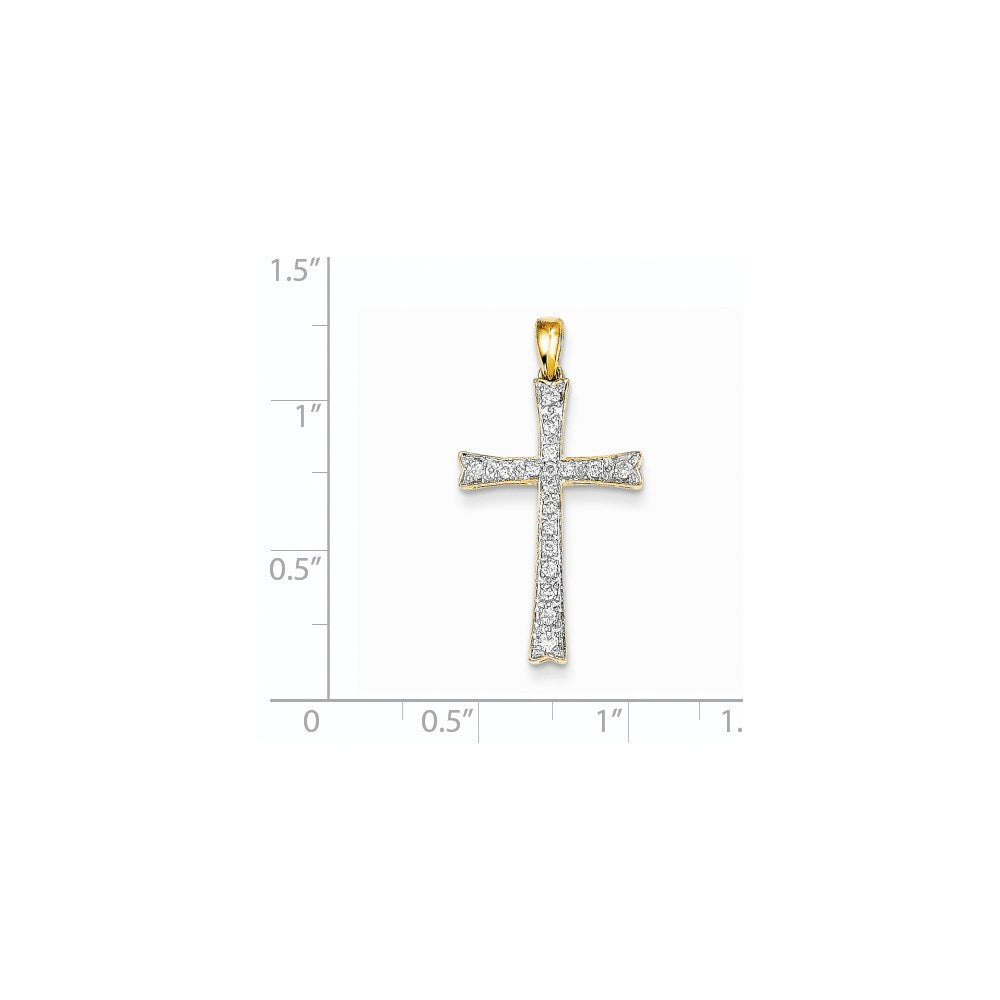 14K Yellow Gold Real Diamond Cross Pendant