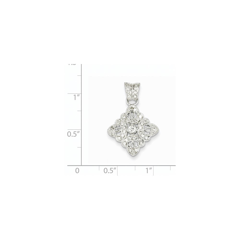 14k White Gold Real Diamond Vintage Pendant