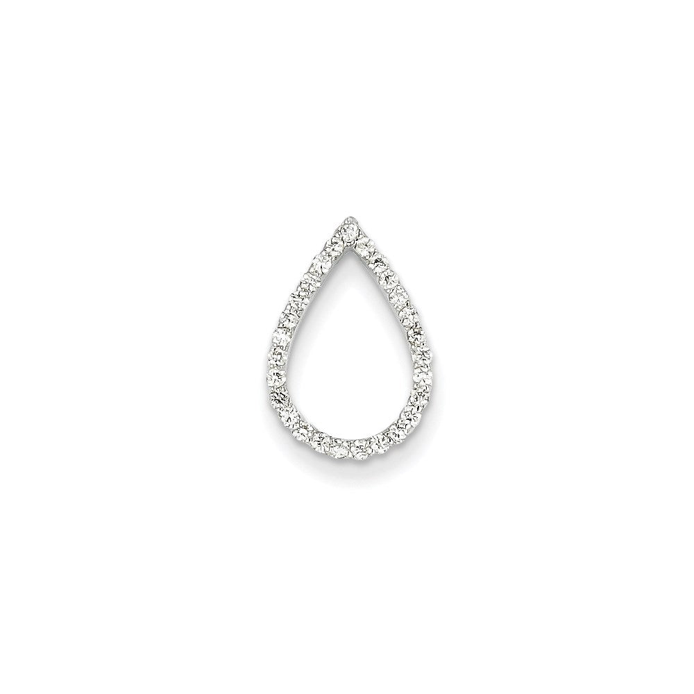 14k White Gold Real Diamond Teardrop Pendant