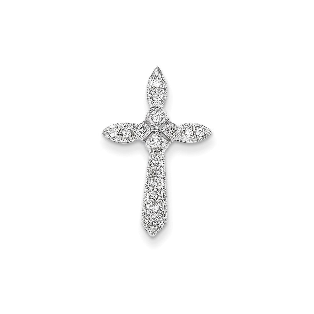 14k White Gold Diamond Cross Pendant