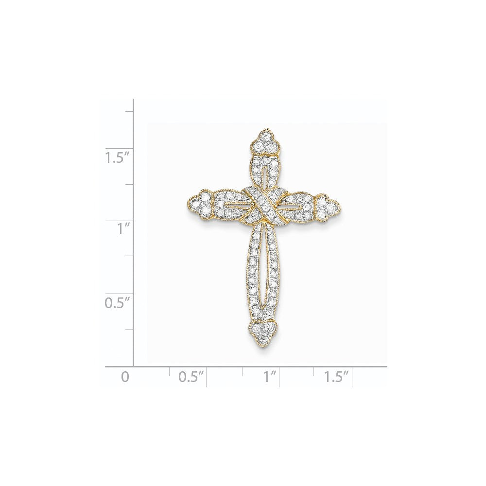 14K Yellow Gold Real Diamond Cross Pendant