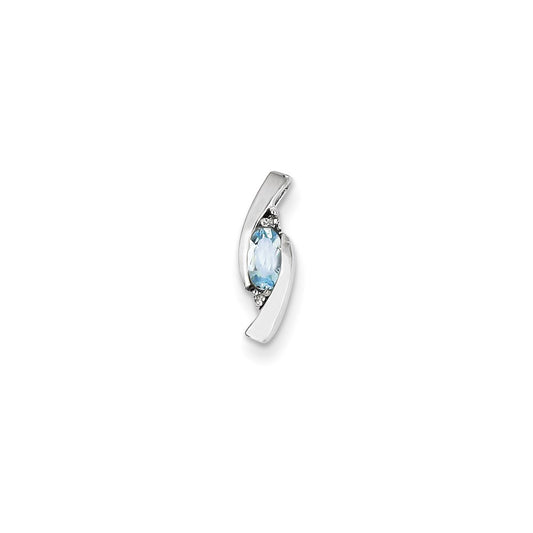 14k White Gold Diamond and Aquamarine Pendant