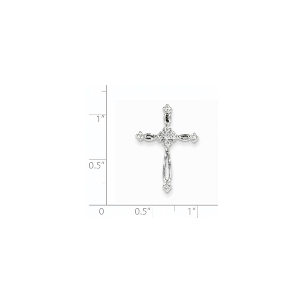 14k White Gold Real Diamond Cross Pendant